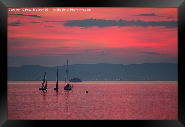 Sailing into the Sunset Framed Print by Peter Mclardy