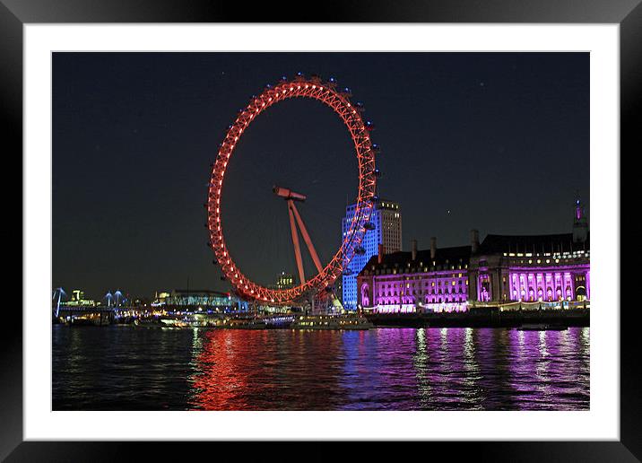 London Eye in Colour Framed Mounted Print by Elaine Davis