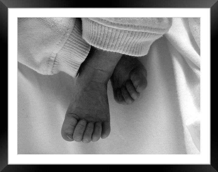 Nephews Feet Framed Mounted Print by Elaine Davis