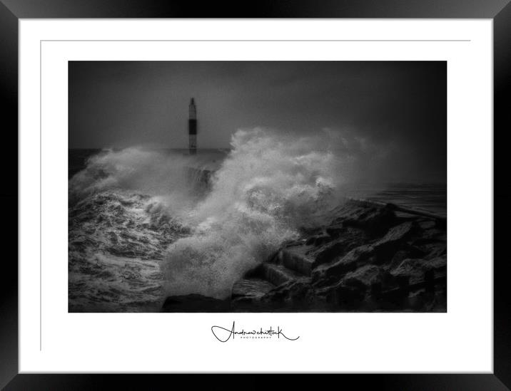 storm hits the harbour in Abersywth Feb 2020 Framed Mounted Print by Andrew chittock