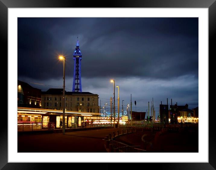 Evening Tram.Blackpool. Framed Mounted Print by Victor Burnside