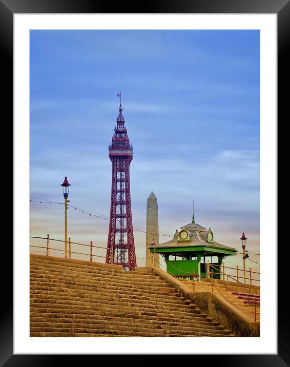 Blackpool Tower and Promenade Shelter Framed Mounted Print by Victor Burnside