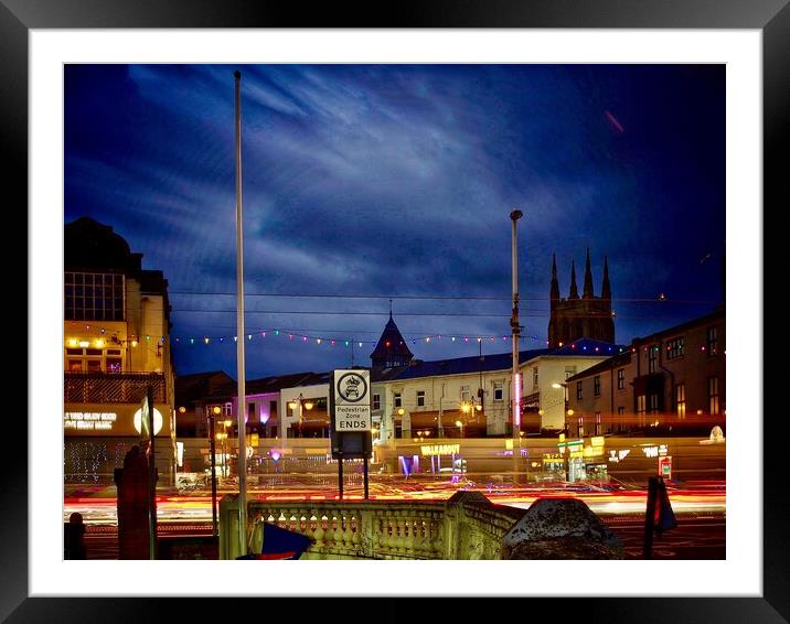 Blackpool at Night Framed Mounted Print by Victor Burnside