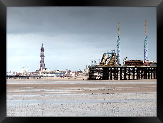 Blackpool Beach Framed Print by Victor Burnside