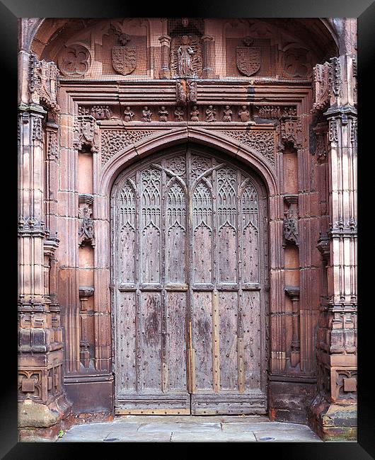 Chester Cathedral Door Framed Print by Victor Burnside