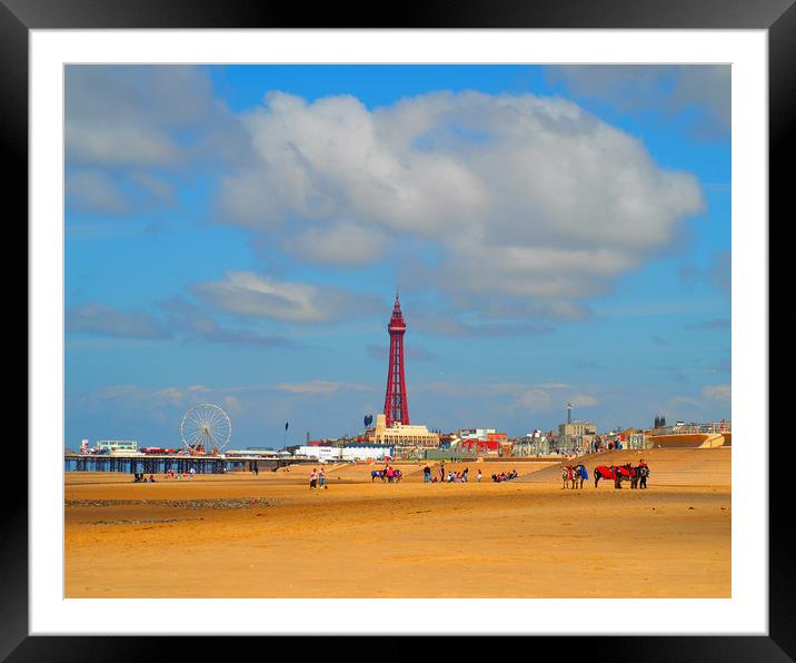 Blackpool Beach Framed Mounted Print by Victor Burnside