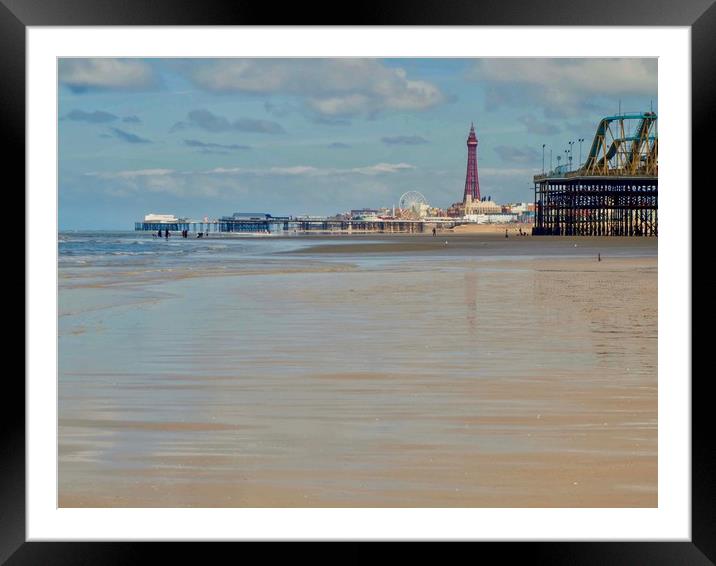 Blackpool beach Framed Mounted Print by Victor Burnside