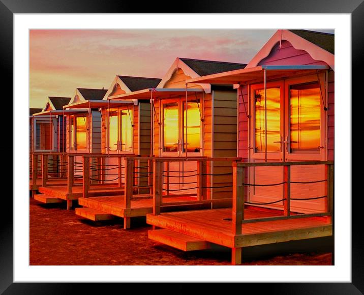 Beach Huts Framed Mounted Print by Victor Burnside