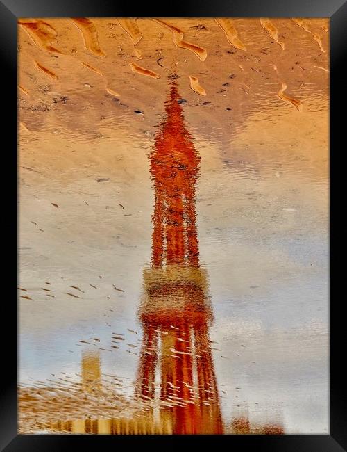 Blackpool Tower Reflection  Framed Print by Victor Burnside