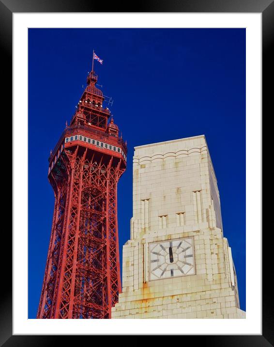 Blackpool Tower And Art Deco Building  Framed Mounted Print by Victor Burnside