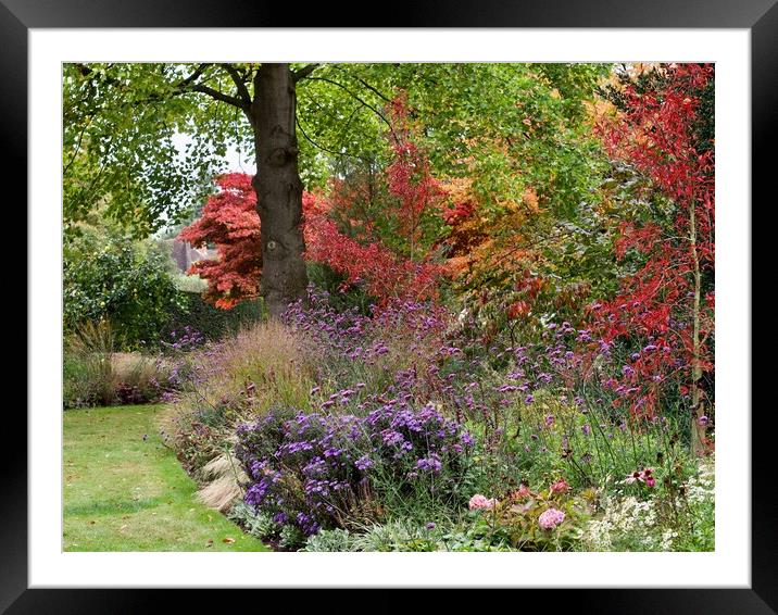 English Autumn Garden  Framed Mounted Print by Victor Burnside