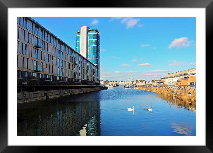 Chatham Marina, Apartments Framed Mounted Print by Robert Cane