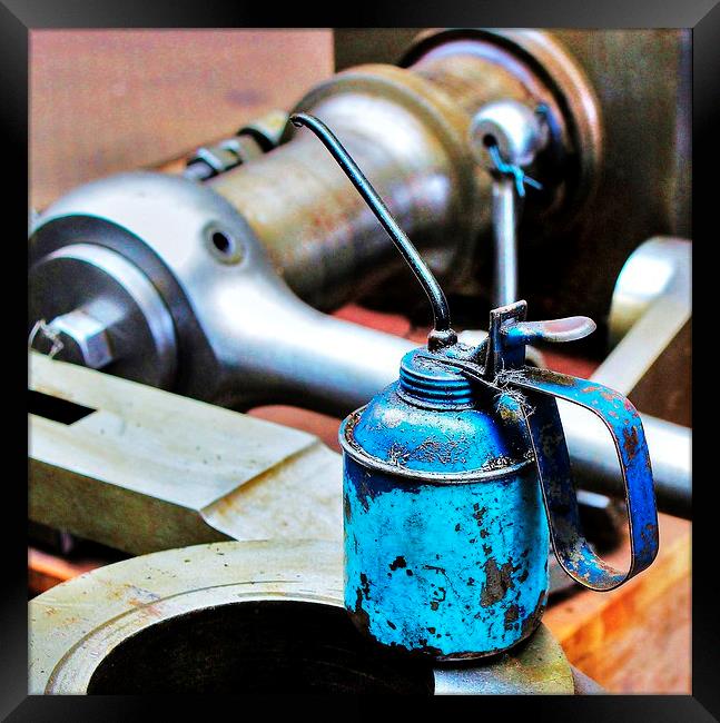 Oil can in the tool room. Framed Print by Robert Cane