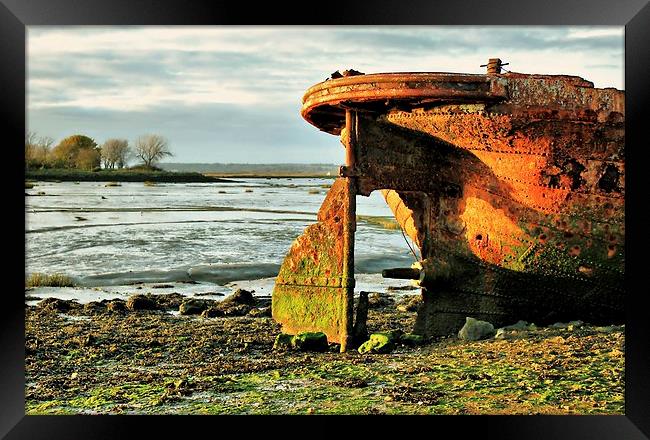 Riverside Country Park, Rusty Boat Framed Print by Robert Cane