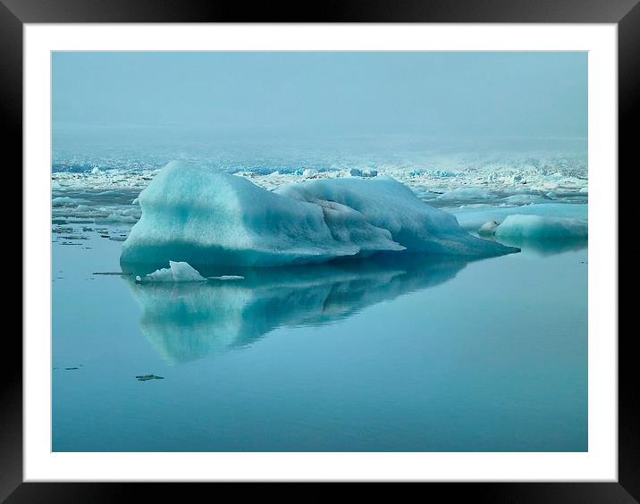 Iceland, Lake, Ice Block Framed Mounted Print by Robert Cane