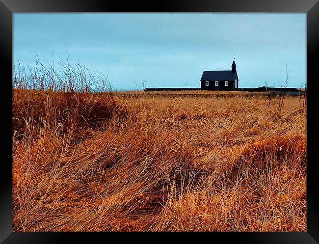 Iceland, Isolated Church Framed Print by Robert Cane
