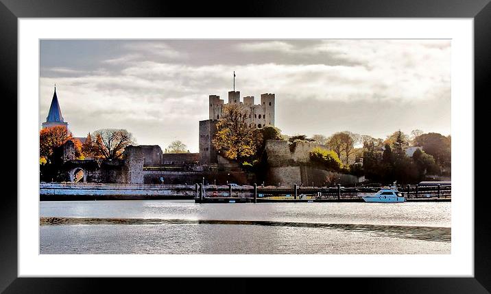 Rochester Castle, River Medway Framed Mounted Print by Robert Cane