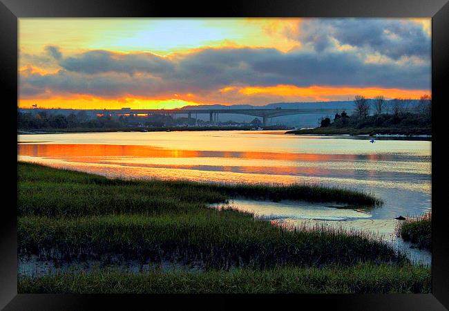 River Medway, Sunset Framed Print by Robert Cane