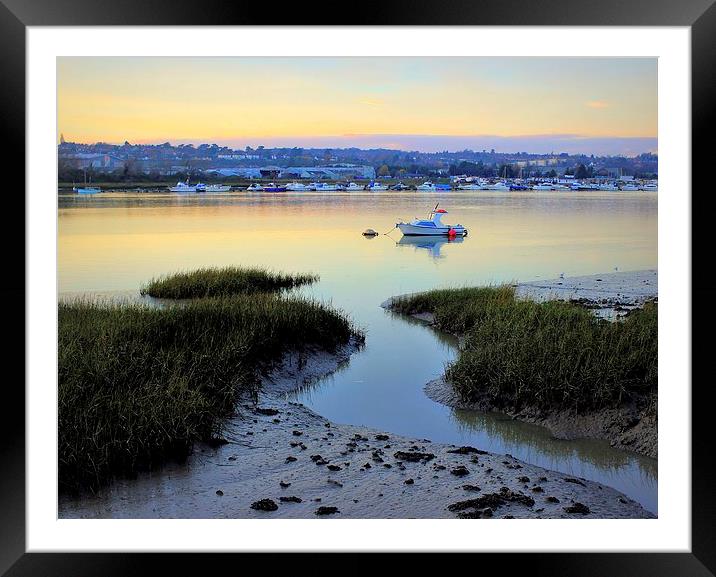 River Medway, Yacht, Sunset Framed Mounted Print by Robert Cane