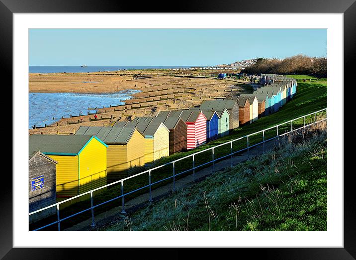 Tankerton, Beach huts Framed Mounted Print by Robert Cane