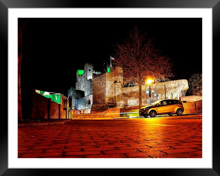 Rochester Castle at night Framed Mounted Print by Robert Cane