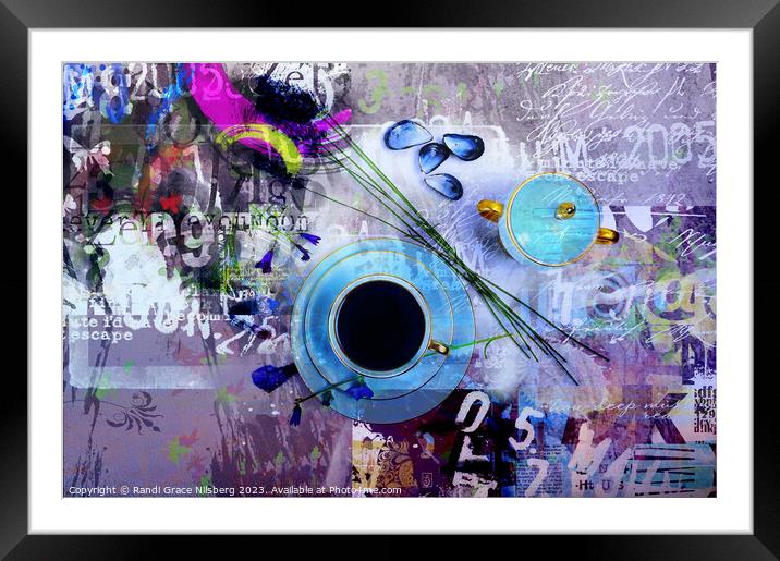 Blue Grafitti Framed Mounted Print by Randi Grace Nilsberg