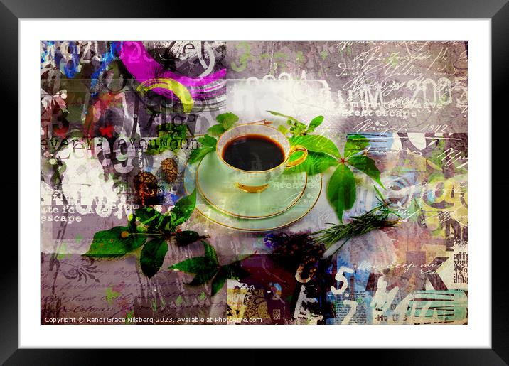 Green Coffee Break Framed Mounted Print by Randi Grace Nilsberg