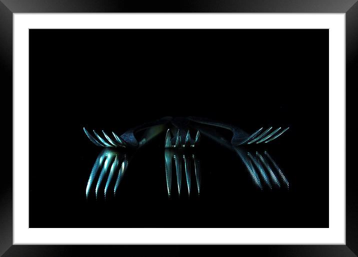 Three Blue Forks Framed Mounted Print by Randi Grace Nilsberg