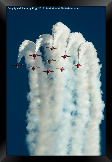 Red Arrows Display Team Framed Print by Anthony Rigg