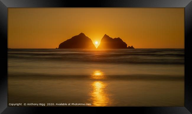 Holywell Bay Sunset Framed Print by Anthony Rigg