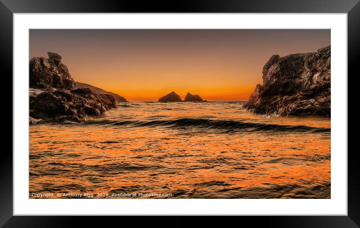 Holywell Beach Sunset Framed Mounted Print by Anthony Rigg