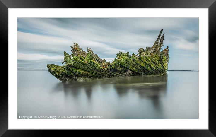 Ship Wreck on the Swale. Framed Mounted Print by Anthony Rigg