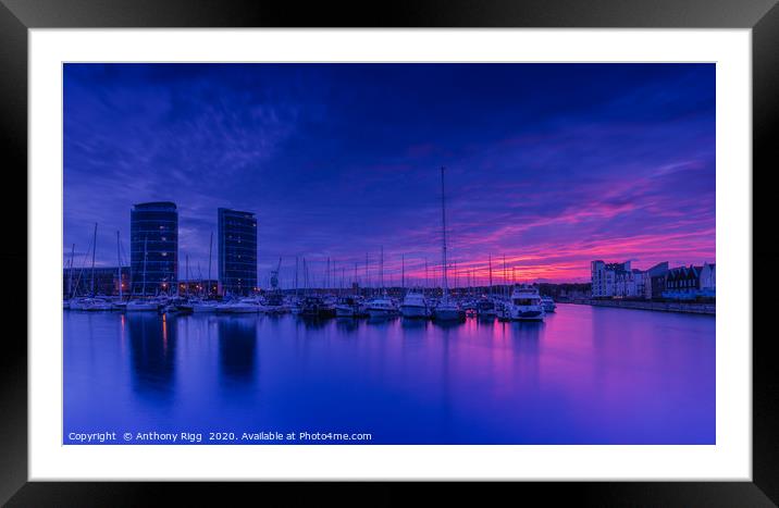 Twin Towers Sunset Framed Mounted Print by Anthony Rigg