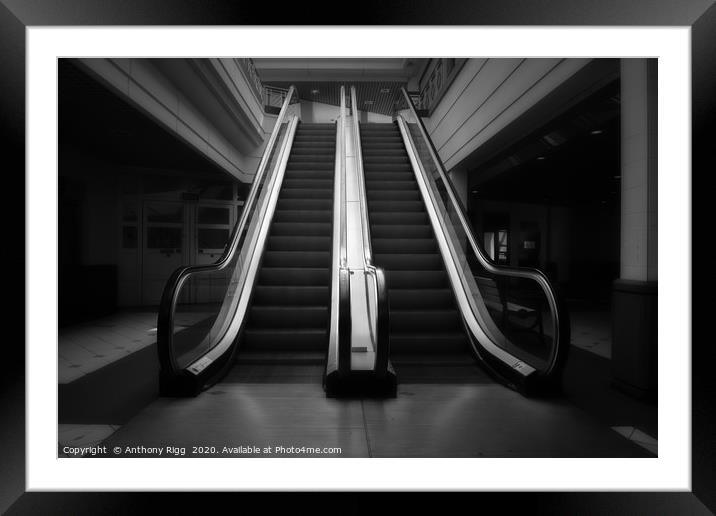 Empty Escalator  Framed Mounted Print by Anthony Rigg