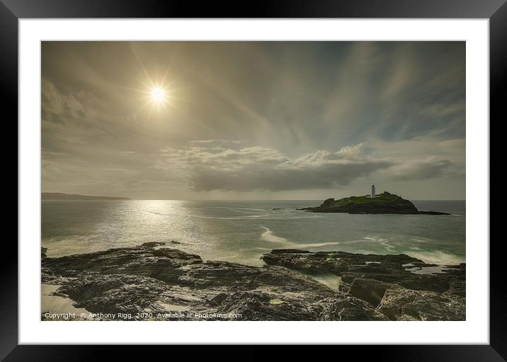 Godrevy Lighthouse St Ive's  Framed Mounted Print by Anthony Rigg