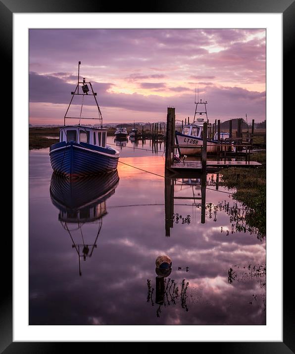 Thornham Staithe Sunrise. Framed Mounted Print by Tristan Morphew