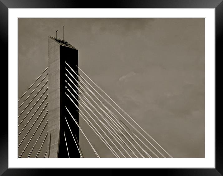The Franjo Tuđman Bridge - Dubrovnic B&W Framed Mounted Print by Michael Wood