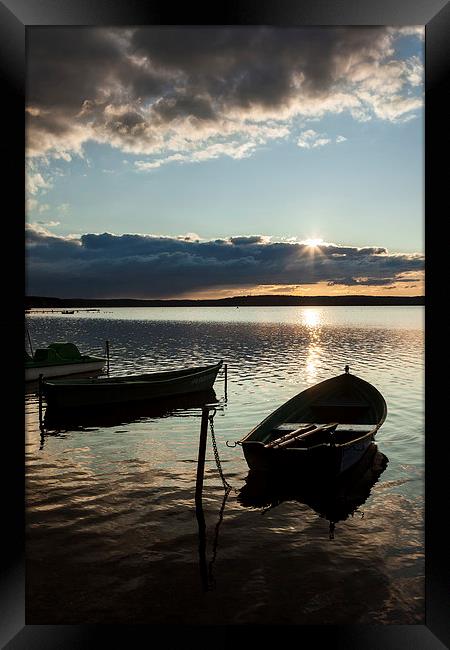 Sunset over the Masurian lake Framed Print by Robert Parma