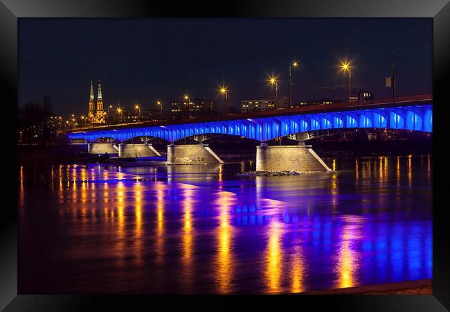 Blue bridge - Warsaw Framed Print by Robert Parma
