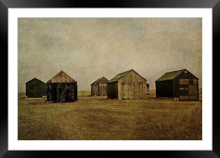 Winterton Boat sheds Framed Mounted Print by Lesley Mohamad