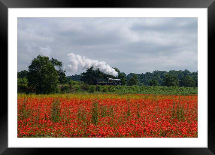 Locomotive Passing A Poppy Field Framed Mounted Print by rawshutterbug 