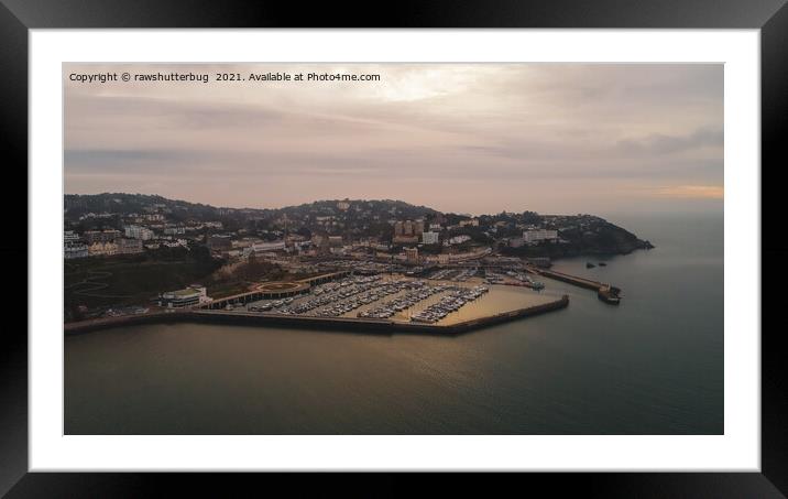 Sunrise Aerial View Of Torquay Harbour Framed Mounted Print by rawshutterbug 
