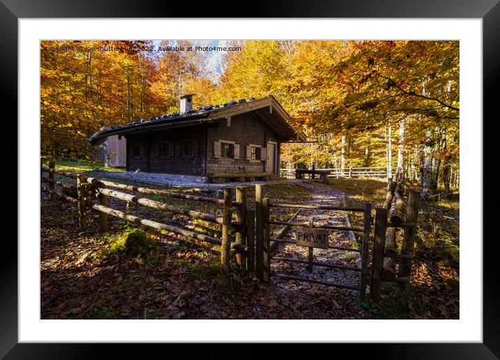 Log Cabin In The Woods Framed Mounted Print by rawshutterbug 