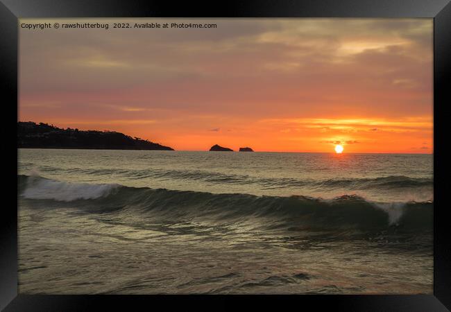 Sunrise At Thatcher Rock Framed Print by rawshutterbug 