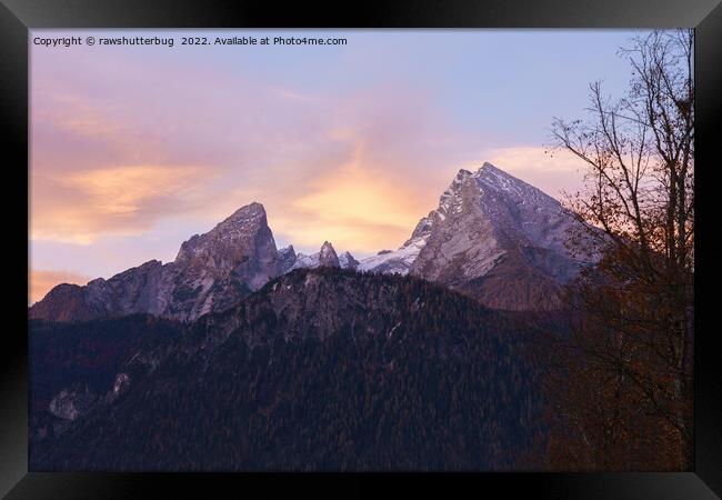 Watzmann Mountain At Sunrise Framed Print by rawshutterbug 