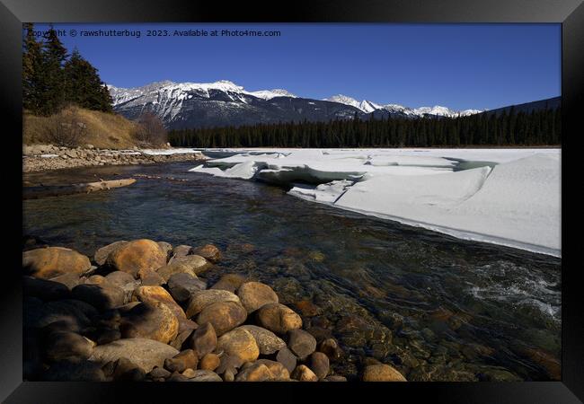 Icy Athabasca River Framed Print by rawshutterbug 