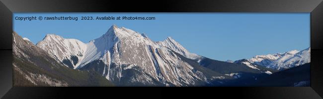 Snowy Medicine Lake Slaps And Opal Peak Panorama Framed Print by rawshutterbug 