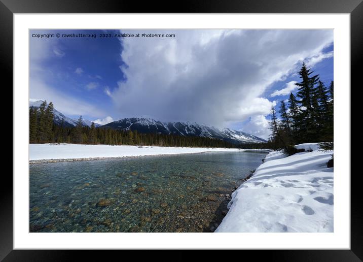 Snow Covered Scenery At The Kootenay River Canada Framed Mounted Print by rawshutterbug 