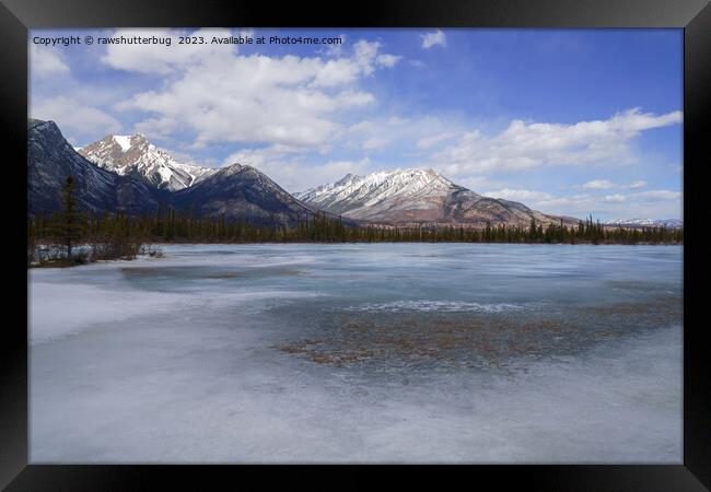 Gargoyle Mountain and Frozen Athabasca River Framed Print by rawshutterbug 