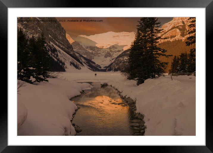 Lake Louise at Sunset: Serene Beauty and Frozen Tranquillity Framed Mounted Print by rawshutterbug 